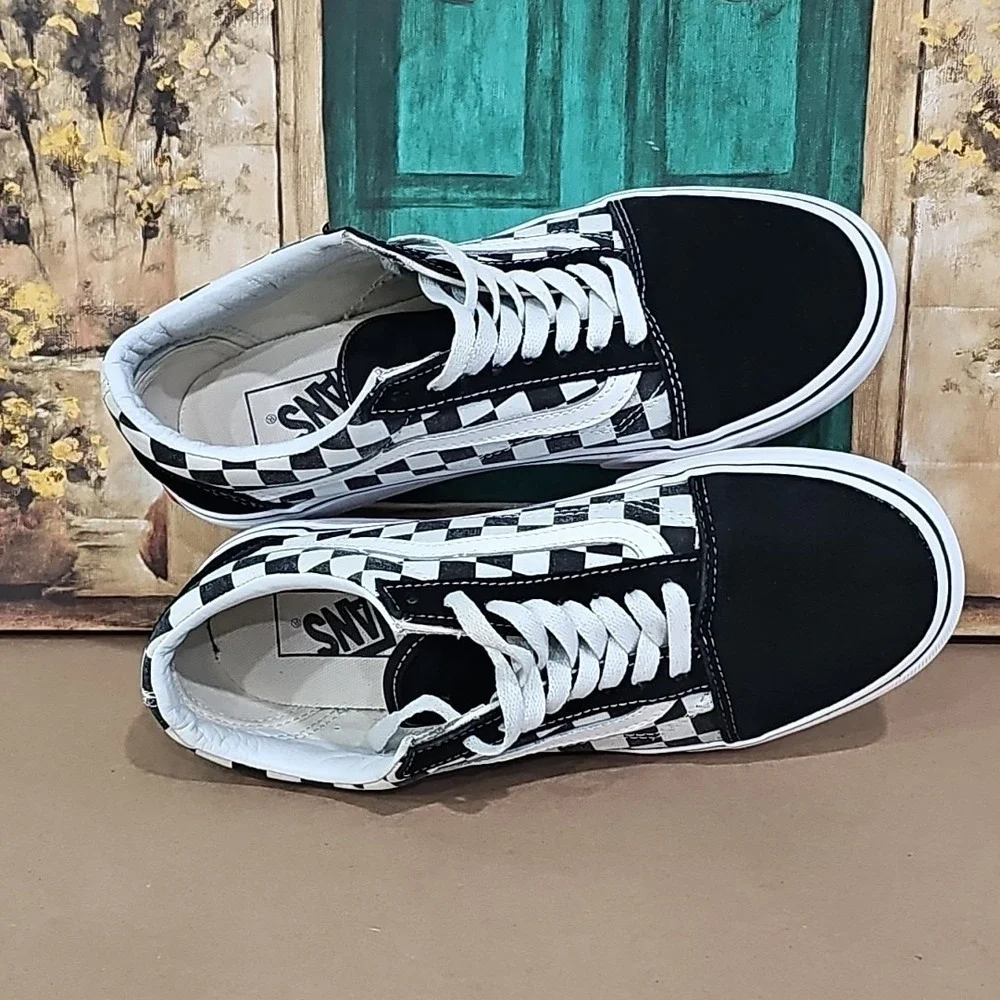 Vans Old Skool Primary Check Black White (VNOA38G1POS)‎ Sz 10.5